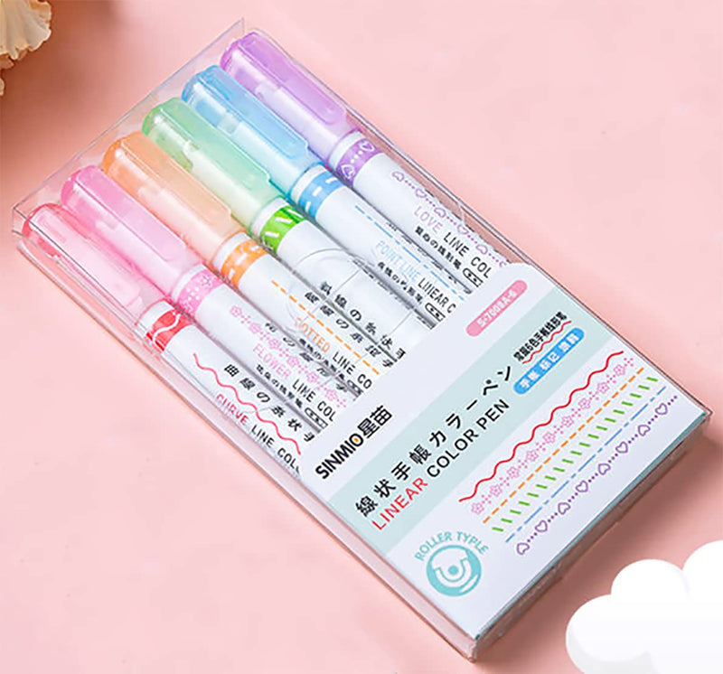 Designer Highlighter Pen 6 Pcs