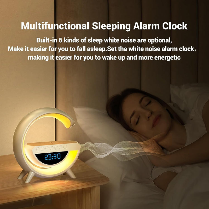 G-Shape LED Display | Wireless Charging Speaker Lamp With  Clock