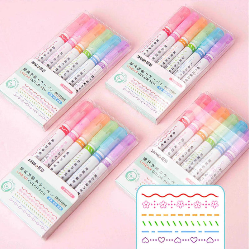 Designer Highlighter Pen 6 Pcs