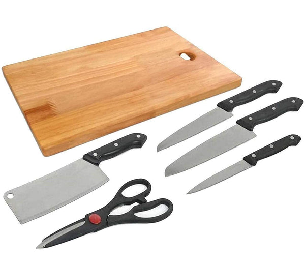 Wooden Chopping Board with Knife Set